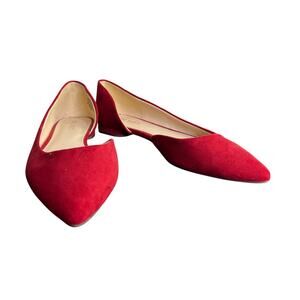 Nine West Flat Shoes Womens 8 Red Suede Pointy Classic Classy